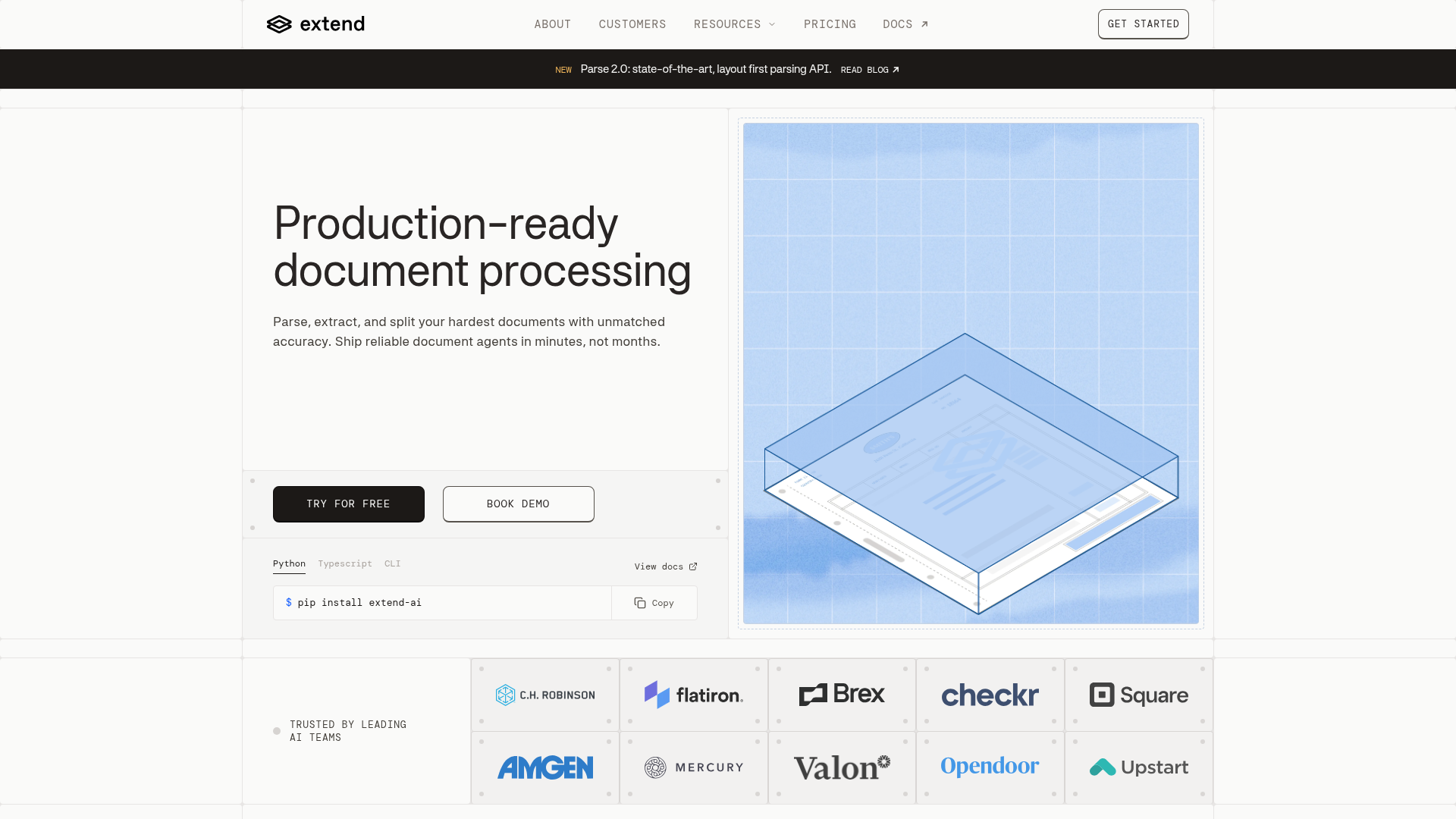 Screenshot of https://www.extend.ai