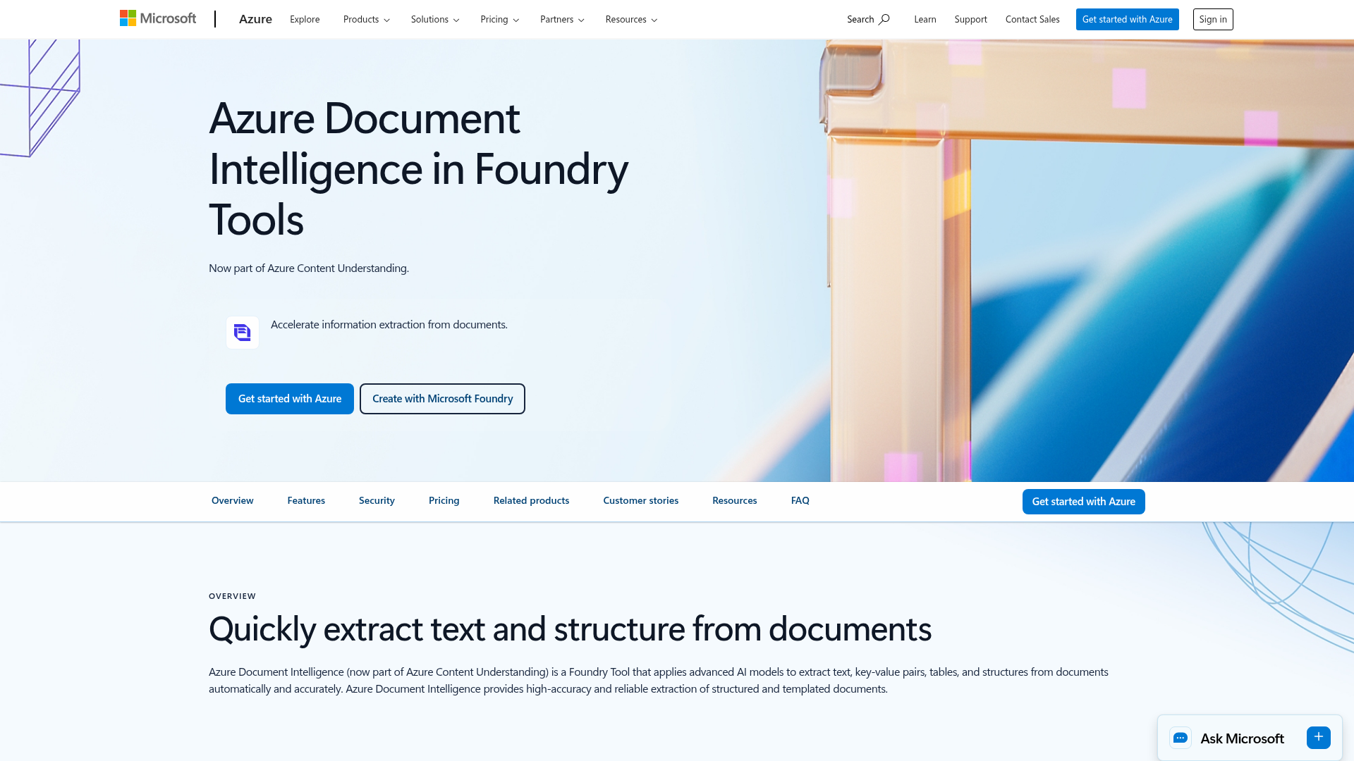 Screenshot of https://azure.microsoft.com/en-us/products/ai-services/ai-document-intelligence