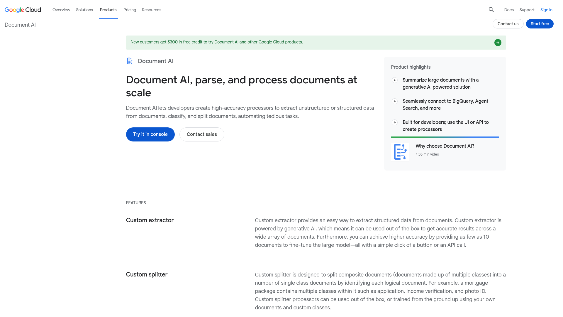 Screenshot of https://cloud.google.com/document-ai
