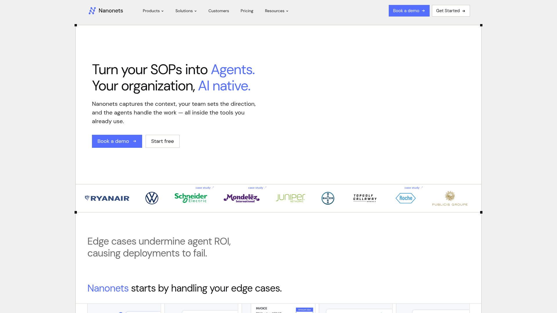 Screenshot of https://nanonets.com
